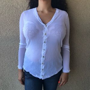 White See Through Long Sleeve Top Size Medium